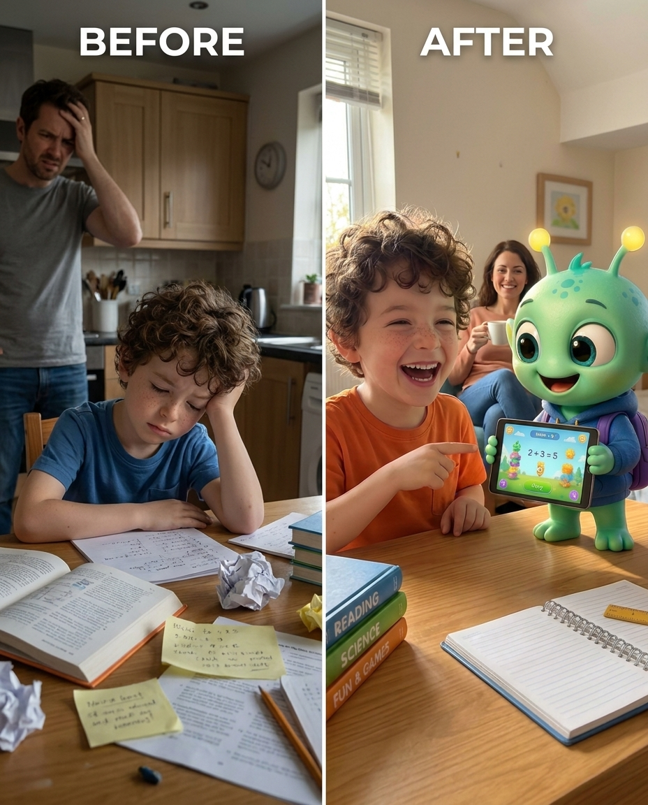 A child imagining future learning with AI
